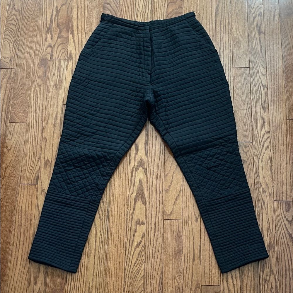 Troa Cho Black Quilted Silk Pants Women’s Sz 8